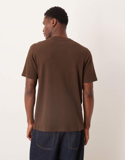 ASOS DESIGN essentials regular fit t-shirt in brown waffle, 5 of 5