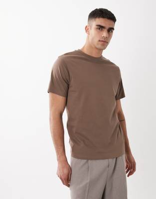 Asos Design Essentials Regular Fit T-shirt In Brown