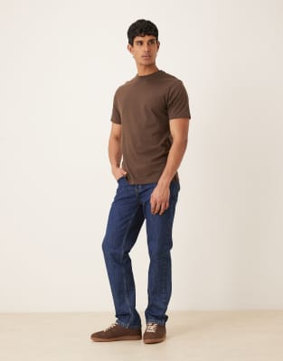 Asos Design Essentials Regular Fit T-shirt In Brown