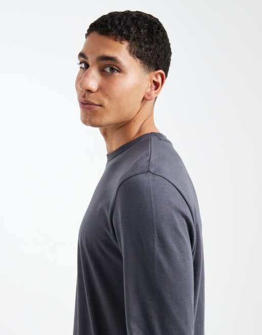 ASOS DESIGN - Essentials - Regular-fit T-shirt met lange mouwen in antracietgrijs, 4 van 5