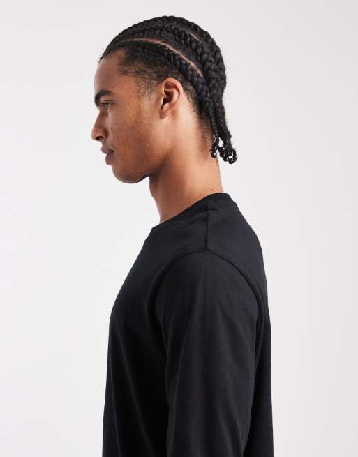ASOS DESIGN - Essentials - Regular-fit T-shirt met lange mouwen in zwart, 4 van 5