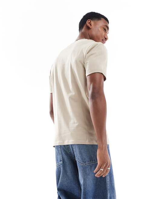 ASOS DESIGN - Essentials - Regular-fit T-shirt met omgeslagen mouwen in stone, 3 van 4
