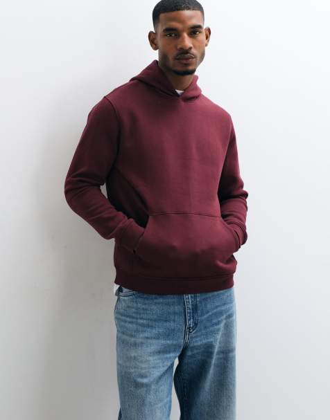 ASOS DESIGN essentials regular hoodie in burgundy - view 1