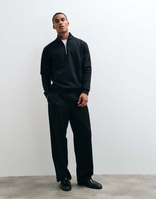 ASOS DESIGN essentials regular quarter zip sweatshirt in black, 2 of 5
