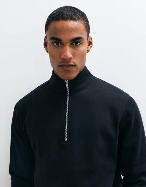 ASOS DESIGN essentials regular quarter zip sweatshirt in black, 3 of 5