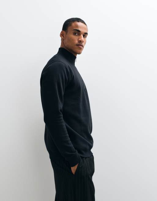 ASOS DESIGN essentials regular quarter zip sweatshirt in black, 4 of 5
