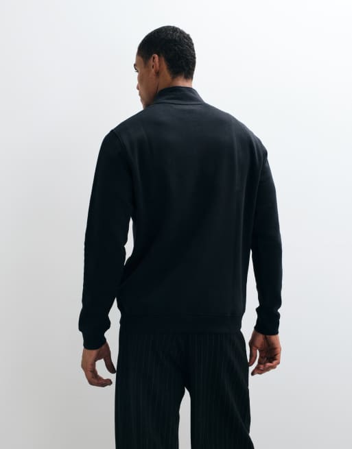 ASOS DESIGN essentials regular quarter zip sweatshirt in black, 5 of 5