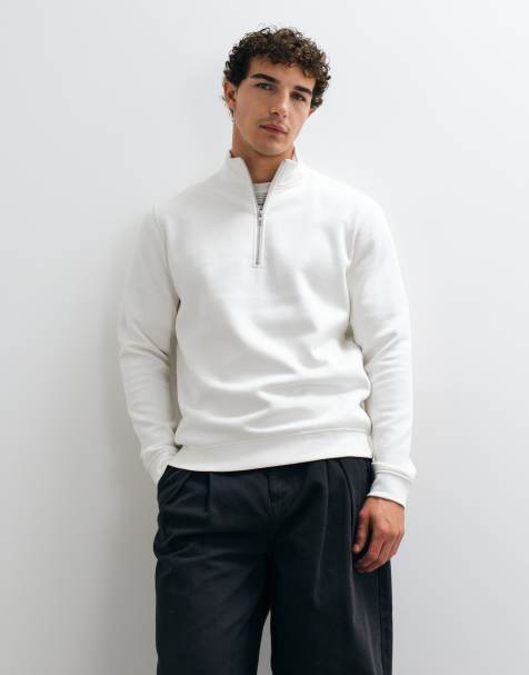 ASOS DESIGN essentials regular quarter zip sweatshirt in cream - view 1