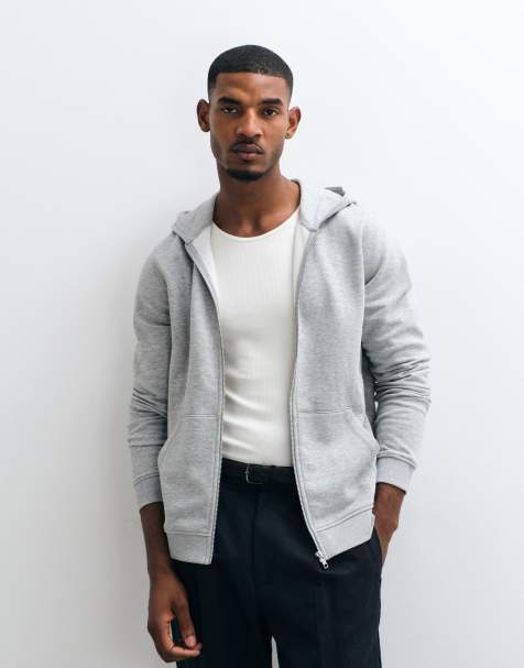 ASOS DESIGN essentials regular zip through hoodie in grey marl - view 1