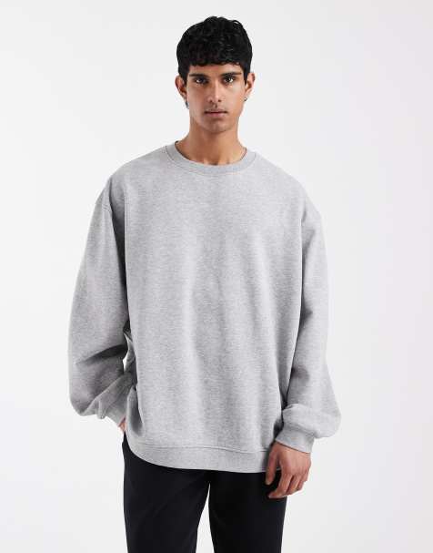 ASOS DESIGN essentials relaxed boxy sweatshirt in grey marl - view 1