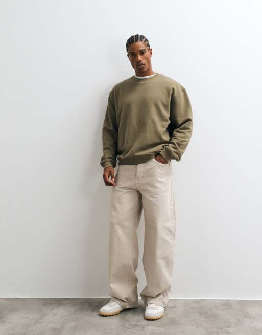 ASOS DESIGN essentials relaxed boxy sweatshirt in khaki, 2 of 5