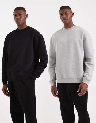 Asos Design Essentials Relaxed Fit 2 Pack Sweatshirt In Multi