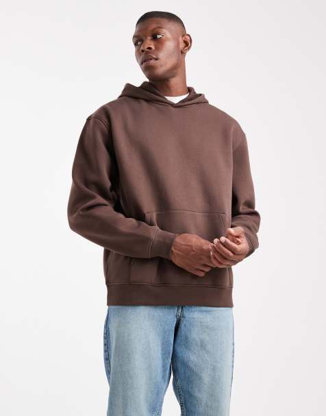 ASOS DESIGN essentials relaxed fit hoodie in brown - view 1
