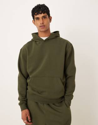ASOS DESIGN essentials relaxed fit hoodie in khaki-Green