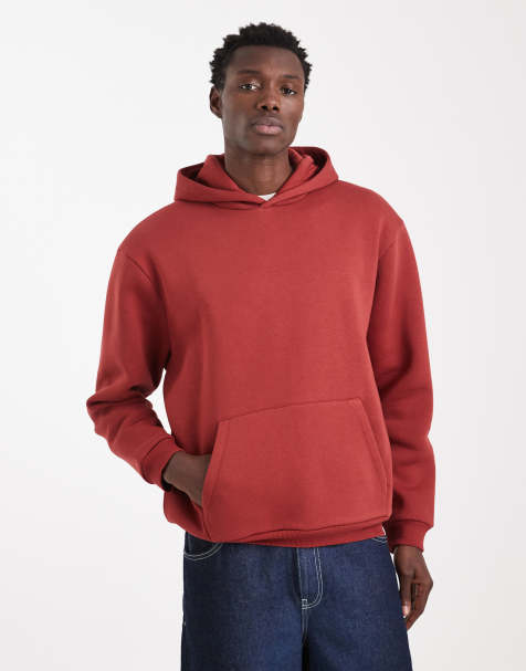 ASOS DESIGN essentials relaxed fit hoodie in red - view 1