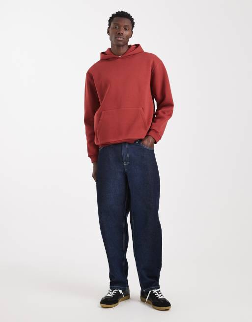 ASOS DESIGN essentials relaxed fit hoodie in red, 2 of 5