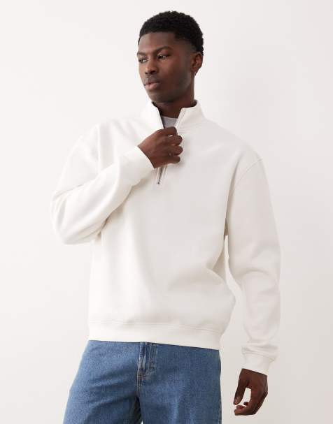 ASOS DESIGN essentials relaxed fit quarter zip sweatshirt in beige - view 1