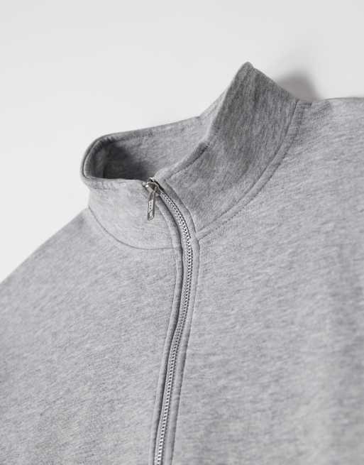 ASOS DESIGN essentials relaxed fit quarter zip sweatshirt in heather gray