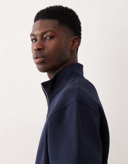 ASOS DESIGN essentials relaxed fit quarter zip sweatshirt in navy