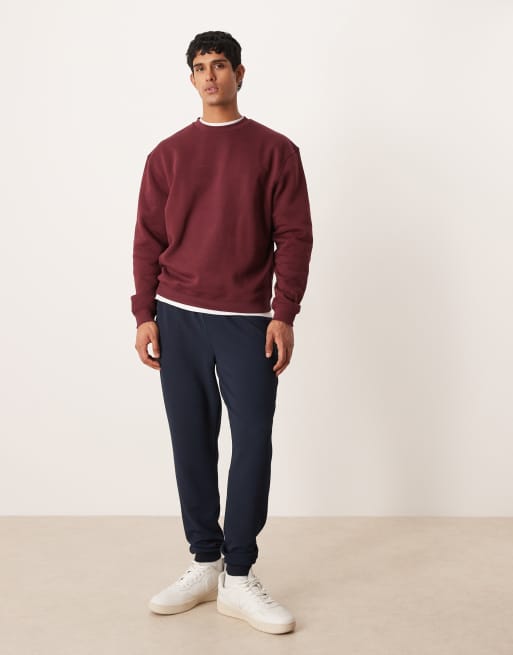 ASOS DESIGN essentials relaxed fit sweatshirt in burgundy, 2 of 5