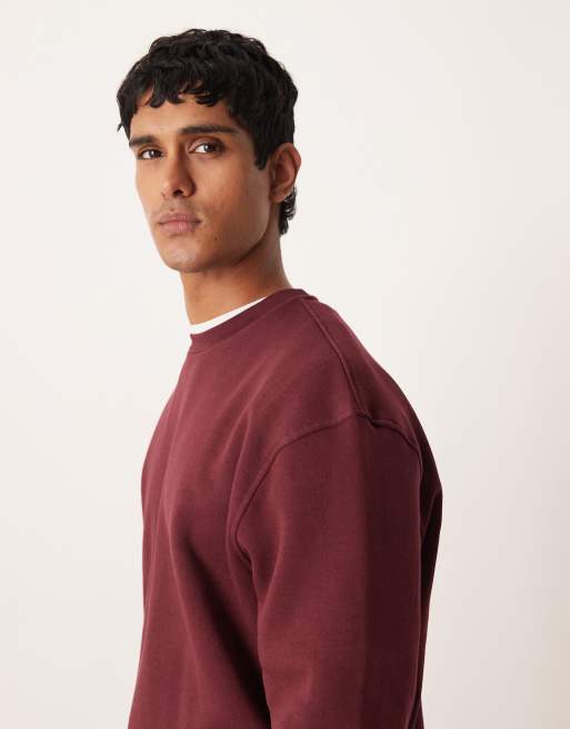 ASOS DESIGN essentials relaxed fit sweatshirt in burgundy, 5 of 5