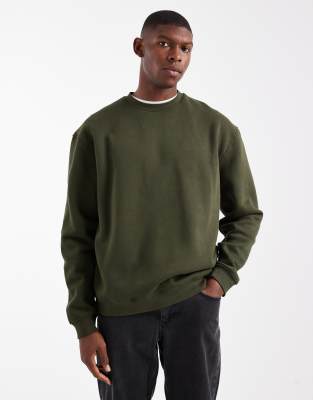 Asos Design Essentials Relaxed Fit Sweatshirt In Green