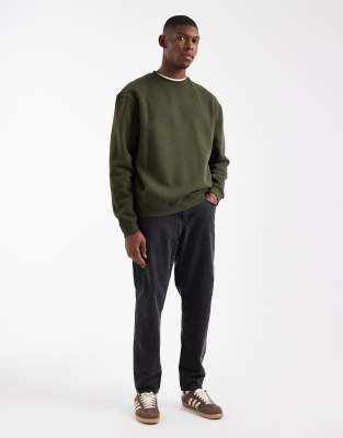 Asos Design Essentials Relaxed Fit Sweatshirt In Green