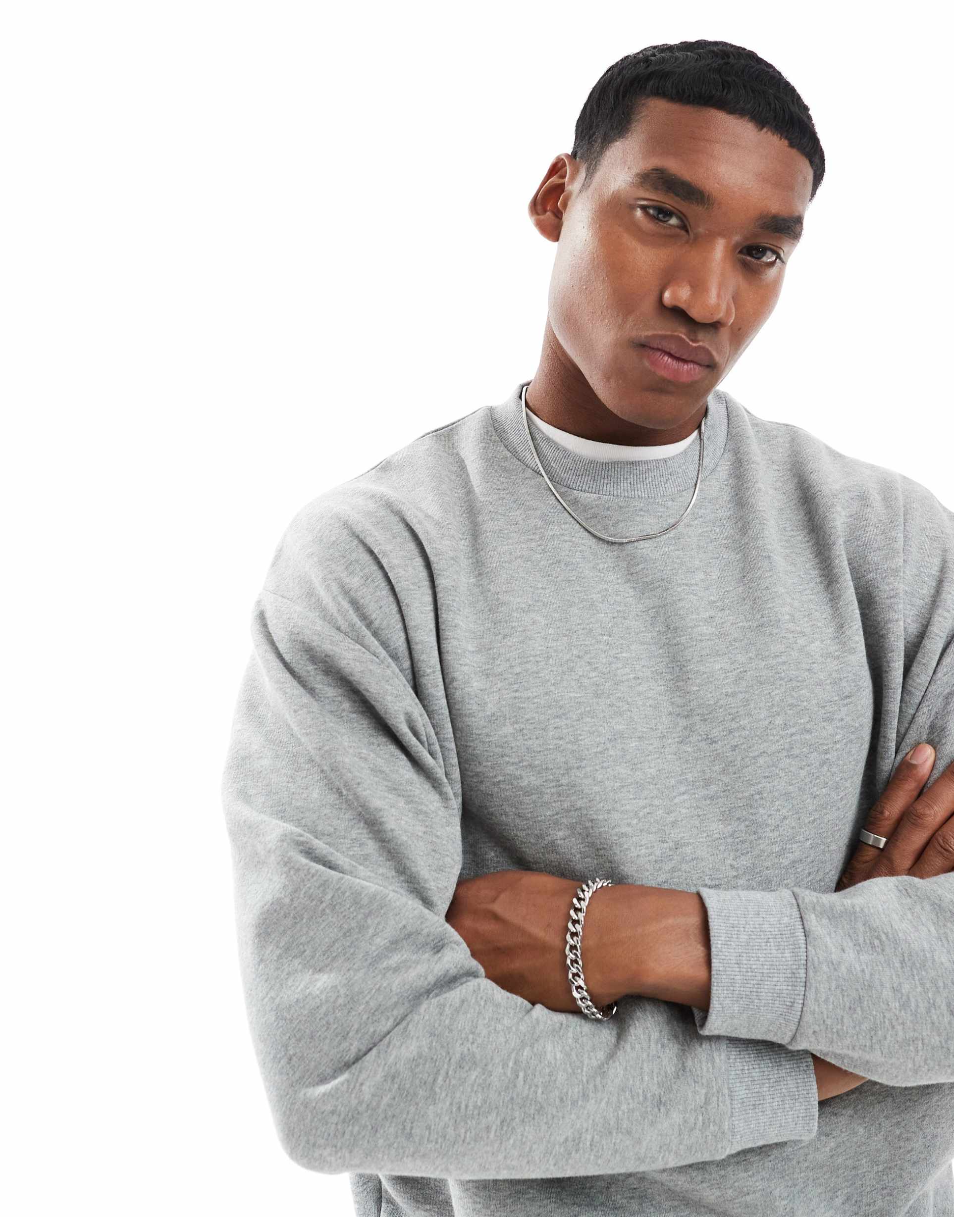 ASOS DESIGN essentials relaxed fit sweatshirt in grey marl