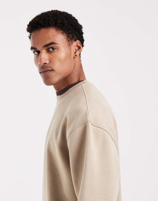 ASOS DESIGN essentials relaxed fit sweatshirt in light brown, 4 of 5