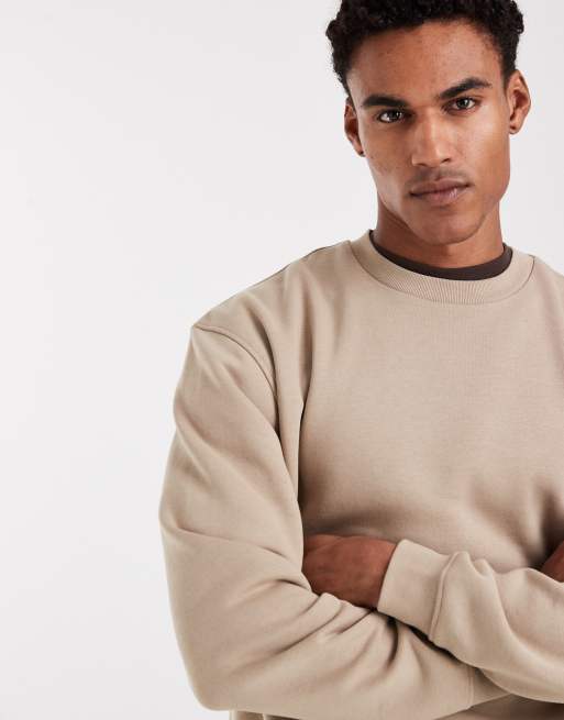 ASOS DESIGN essentials relaxed fit sweatshirt in light brown, 5 of 5