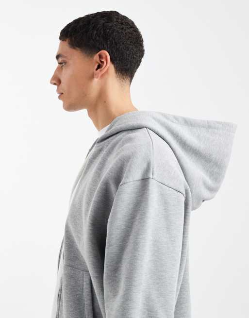 ASOS DESIGN essentials relaxed fit zip through hoodie grey marl | ASOS