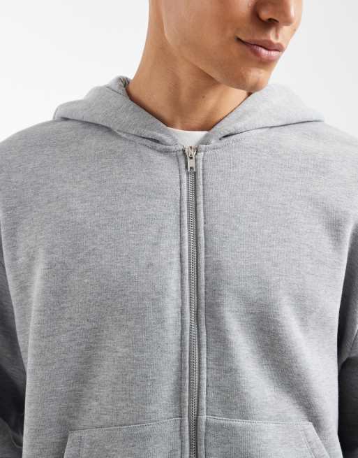 ASOS DESIGN essentials relaxed fit zip through hoodie grey marl | ASOS