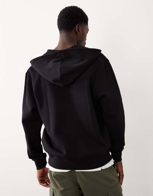 ASOS DESIGN essentials relaxed fit zip through hoodie in black , 3 of 5