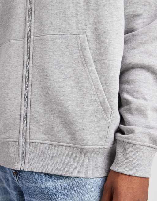 ASOS DESIGN essential relaxed fit zip through hoodie in gray heather