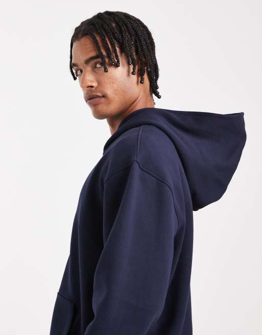 ASOS DESIGN essential relaxed fit zip up hoodie in navy
