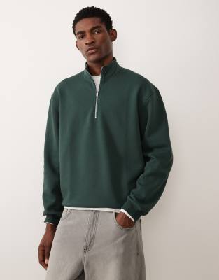 L'Appartement　Half Sleeve Sweat　カーキ ASOS DESIGN Essentials relaxed half zip sweatshirt in dark green