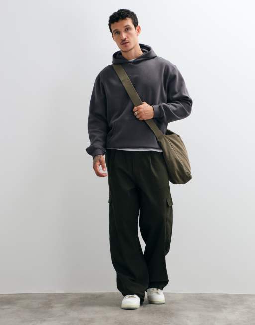 ASOS DESIGN essentials relaxed hoodie in charcoal , 2 of 5