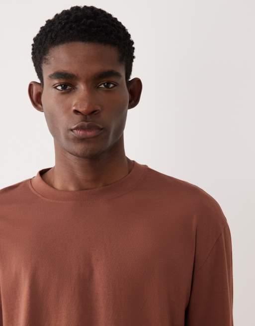 ASOS DESIGN Essentials relaxed long sleeve t-shirt in brown, 5 of 5