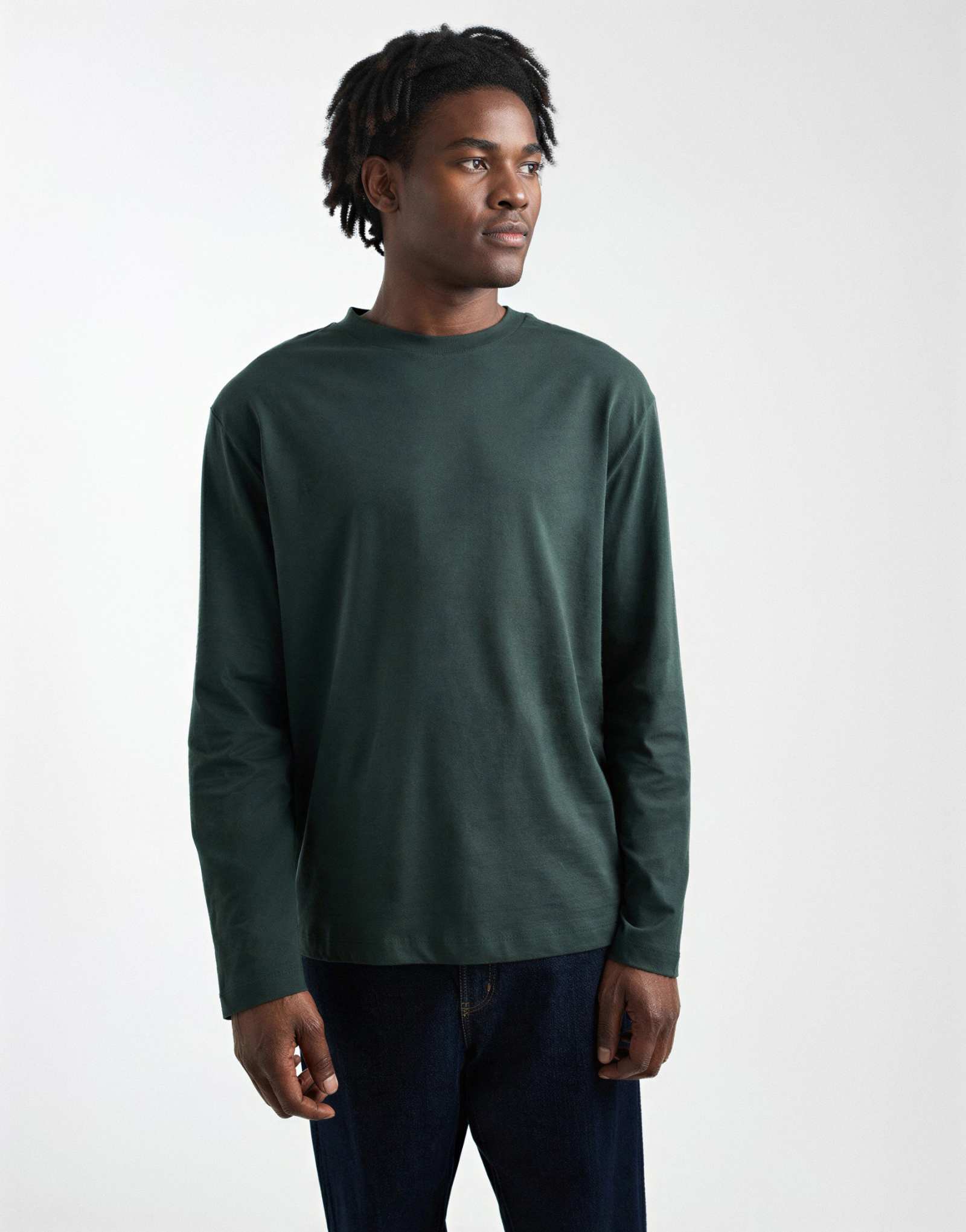 Непринужденная футболка ASOS DESIGN Essentials с длинным рукавом темно-зеленого цвета