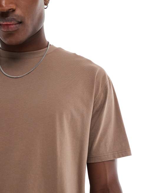 ASOS DESIGN essentials relaxed T-shirt in brown   , 3 of 4
