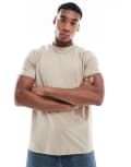 [ASOS DESIGN] ASOS DESIGN essentials roll sleeve t-shirt with crew neck in stone-Neutral XL Cobblestone