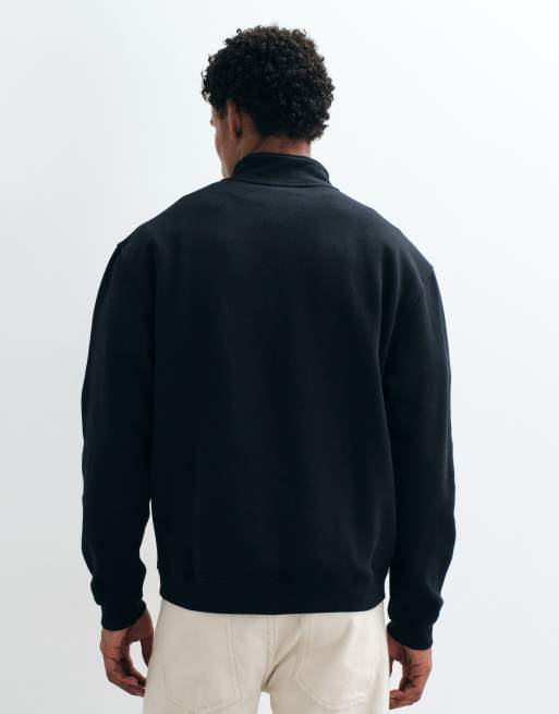 ASOS DESIGN - Essentials - Ruimvallend sweatshirt met kwartrits in zwart, 5 van 5