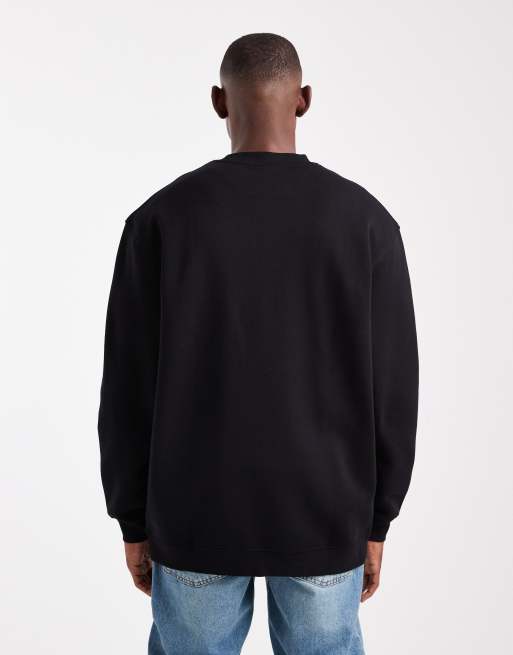 ASOS DESIGN - Essentials - Ruimvallend sweatshirt met lange pasvorm en rits in zwart , 5 van 5