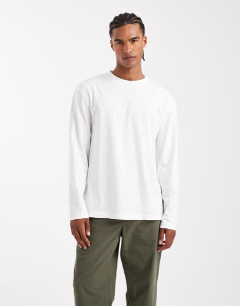 ASOS DESIGN - Essentials - Ruimvallend T-shirt met lange mouwen en ronde hals in wit - view 1