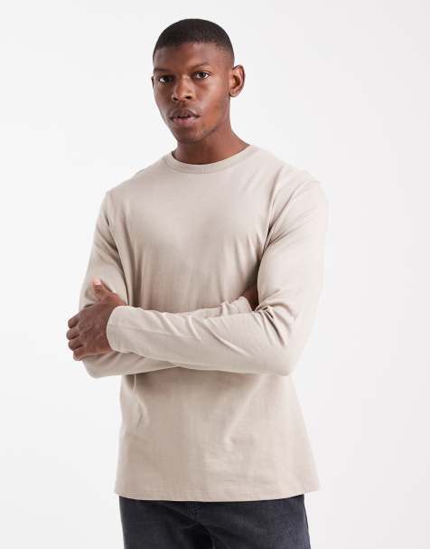ASOS DESIGN - Essentials - Ruimvallend T-shirt met lange mouwen in beige - view 1