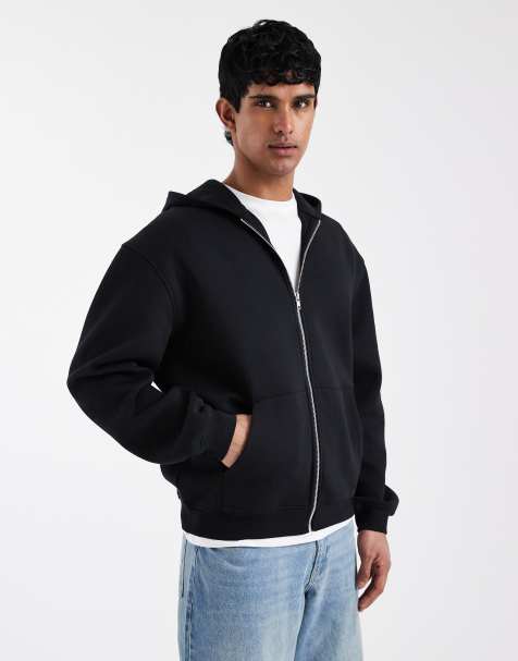 ASOS DESIGN - Essentials - Ruimvallende hoodie met ritssluiting in zwart - view 1