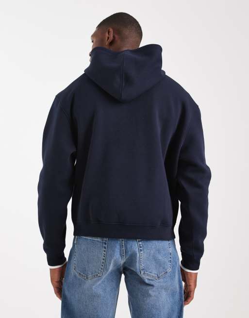 ASOS DESIGN - Essentials - Ruimvallende rechte hoodie in marineblauw, 3 van 5