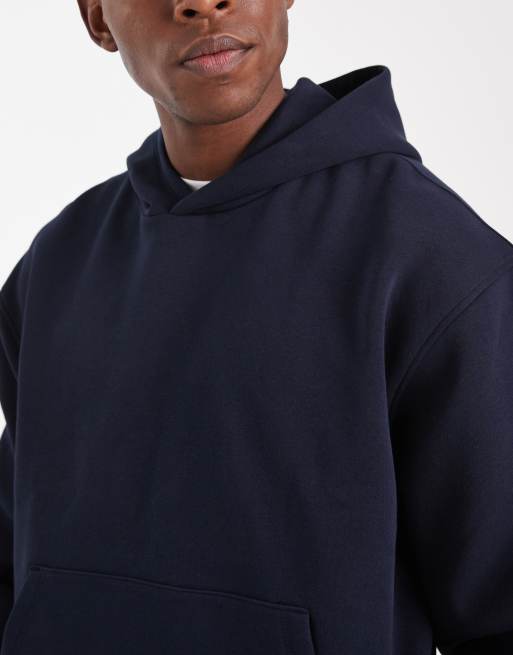 ASOS DESIGN - Essentials - Ruimvallende rechte hoodie in marineblauw, 4 van 5
