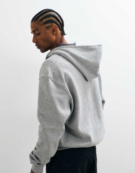 ASOS DESIGN - Essentials - Ruimvallende rechte hoodie met ritssluiting in gemêleerd grijs, 4 van 5