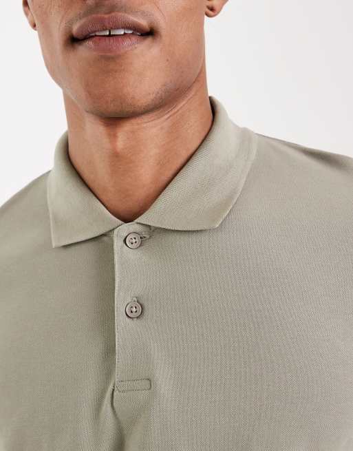 ASOS DESIGN – Essentials – Salviagrön pikétröja i regular fit med långa ärmar, 5 av 5